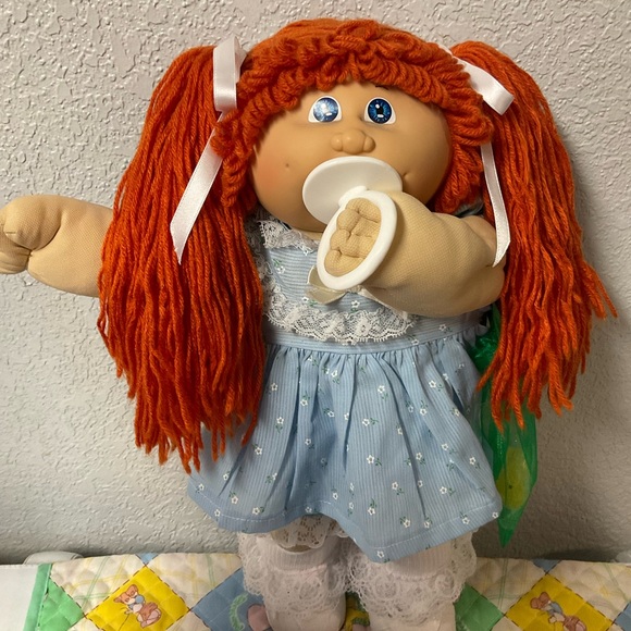 Vintage Cabbage Patch Kid Girl With Pacifier Red Hair Hong Kong OK Factory 1985 - Picture 3 of 9